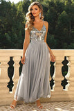 Sparkly Black Spaghetti Straps Prom Dress with Slit