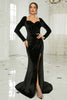 Load image into Gallery viewer, Black Mermaid Sweetheart Neck Velvet Long Prom Dress with Slit