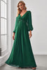 Load image into Gallery viewer, Dark Green A-Line V Neck Chiffon Long Prom Dress
