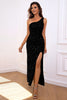 Load image into Gallery viewer, Mermaid Dark Green One Shoulder Sequins Prom Dress with Slit