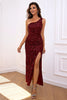Load image into Gallery viewer, Mermaid Dark Green One Shoulder Sequins Prom Dress with Slit