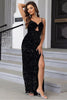 Load image into Gallery viewer, Black Mermaid Spaghetti Straps Sequin Prom Dress with Slit