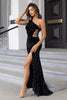 Load image into Gallery viewer, Black Mermaid One Shoulder Sequin Long Prom Dress with Slit