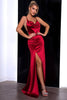 Load image into Gallery viewer, Dark Green Spaghetti Straps Mermaid Satin Prom Dress with Slit