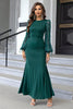 Load image into Gallery viewer, Dark Green Mermaid Long Sleeves Prom Dress