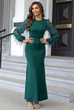 Dark Green Mermaid Long Sleeves Prom Dress