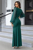 Load image into Gallery viewer, Dark Green Mermaid Long Sleeves Prom Dress