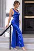 Load image into Gallery viewer, Royal Blue Mermaid Open Back Prom Dress with Slit