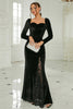 Load image into Gallery viewer, Black Mermaid Sweetheart Neck Velvet Prom Dress