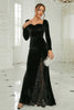 Load image into Gallery viewer, Black Mermaid Sweetheart Neck Velvet Prom Dress