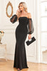 Load image into Gallery viewer, Black Mermaid Strapless Long Prom Dress