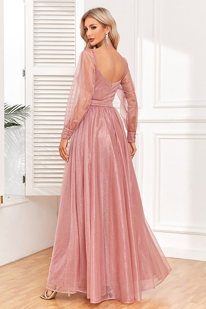 Load image into Gallery viewer, Dusty Rose A-Line Long Sleeves Prom Dress