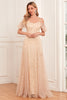 Load image into Gallery viewer, Champagne A-Line Cold Shoulder Long Prom Dress