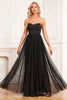Load image into Gallery viewer, Black A-Line Spaghetti Straps Long Prom Dress