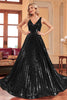 Load image into Gallery viewer, Sparkly A-Line Black Prom Dress with Sequins