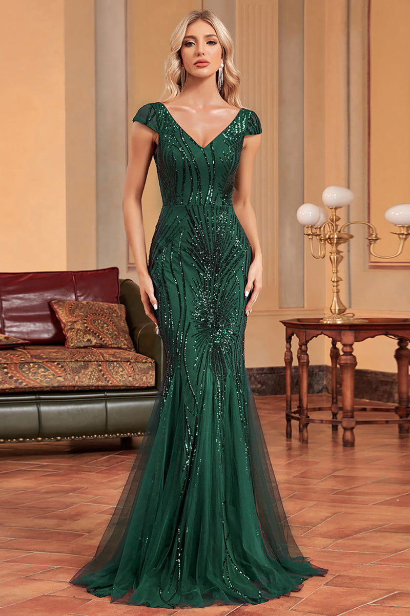 Load image into Gallery viewer, Mermaid Dark Green Long Prom Dress