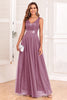 Load image into Gallery viewer, A-Line V-Neck Blue Prom Dress