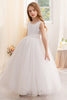 Load image into Gallery viewer, White A Line Sleeveless Bowknot Flower Girl Dress With Pearls