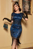 Load image into Gallery viewer, Gold Sequins Fringe 1920s Dress with Short Sleeves