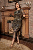 Load image into Gallery viewer, Blue Sequined Fringe Gatsby 1920s Dress with Sleeves