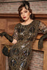 Load image into Gallery viewer, Gold Sequins Fringe 1920s Dress with Short Sleeves