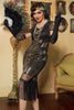Load image into Gallery viewer, Blue Golden Sequined 1920 Dress
