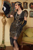Load image into Gallery viewer, Blue Golden Sequined 1920 Dress