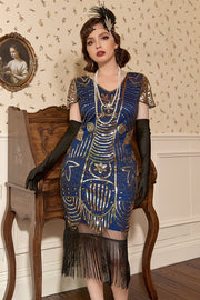 Blue Golden Sequined 1920 Dress