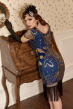 Blue Golden Sequined 1920 Dress