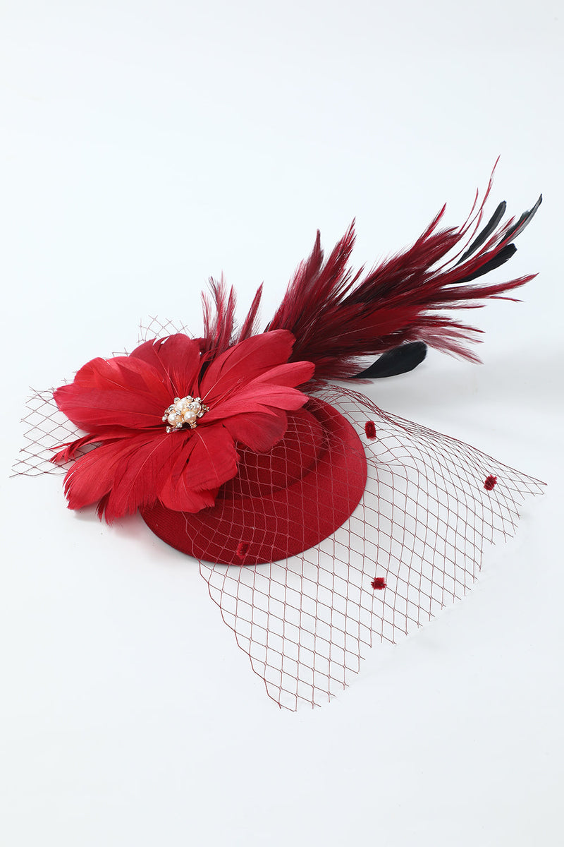 Load image into Gallery viewer, Burgundy Feathered 1920s Headpieces