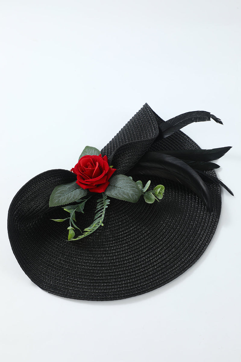 Load image into Gallery viewer, Black 1920s Headpieces with Flower