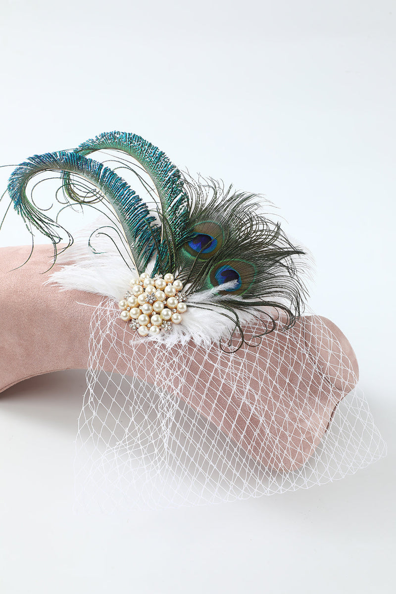 Load image into Gallery viewer, Green Peacock 1920s Headband