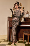Black Gold Ivory 1920s Formal Party Dress