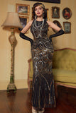 Black Gold Ivory 1920s Formal Party Dress