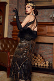 Black Gold Ivory 1920s Formal Party Dress