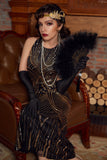 Black Gold Ivory 1920s Formal Party Dress
