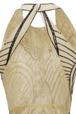 Black Gold Ivory 1920s Formal Party Dress