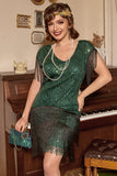 Black Green 1920s Dress with Sequins