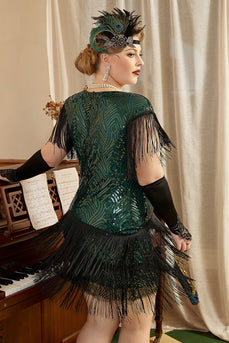 Dark Green Plus Size 1920s Gatsby Dress