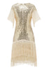 Load image into Gallery viewer, 1920S Vintage Sequined Flapper Dress With Fringes