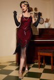 Black Spaghetti Straps Sequined 1920s Dress