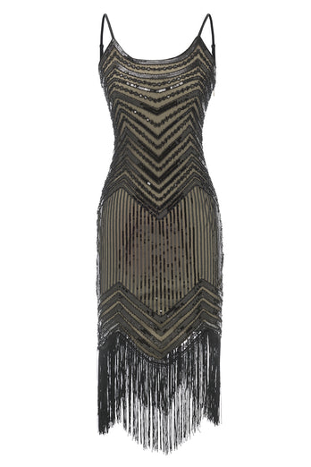 Bodycon Black Silver Sequined 1920s Dress