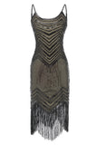 Black Spaghetti Straps Sequined 1920s Dress