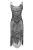 Load image into Gallery viewer, Bodycon Black Silver Sequined 1920s Dress