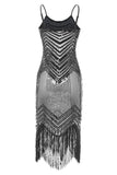 Black Spaghetti Straps Sequined 1920s Dress