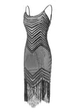 Bodycon Black Silver Sequined 1920s Dress