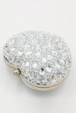 Silver Beaded Heart Shaped Party Clutch