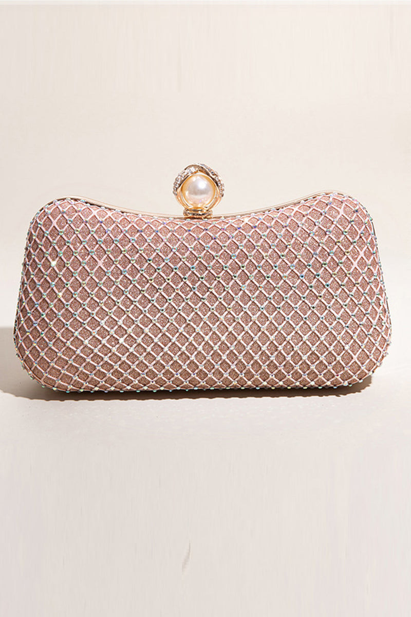 Load image into Gallery viewer, Glitter Blush Beaded Party Clutch