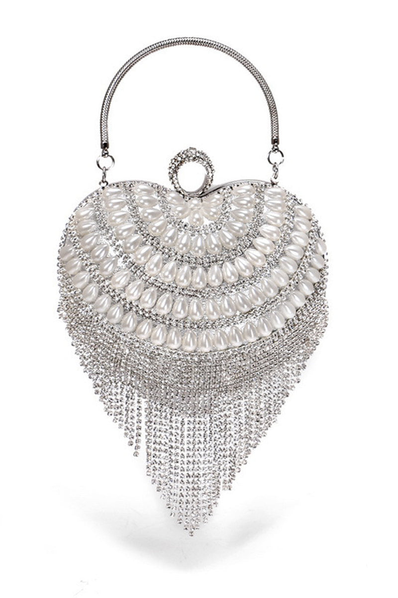 Load image into Gallery viewer, Champagne Beaded Pearls Party Clutch