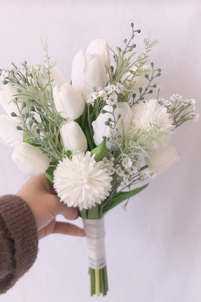 Load image into Gallery viewer, White Bridesmaid lily Flower Bouquet
